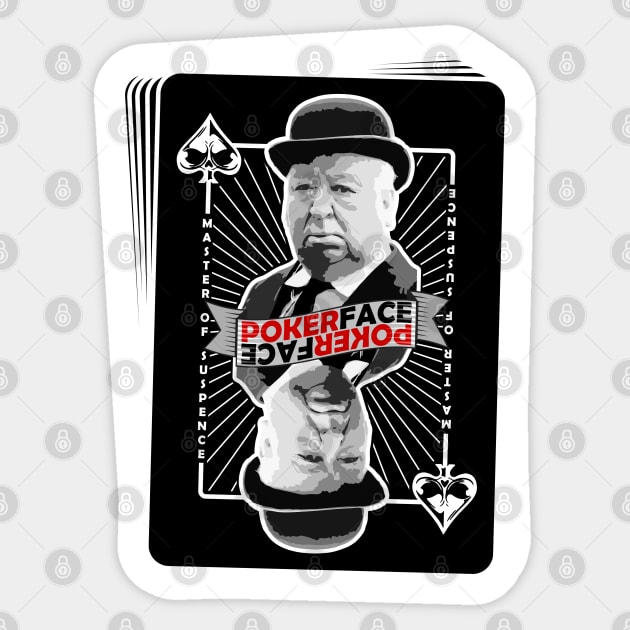 HITCHCOCK - POKERFACE - DECK OF PLAYING CARDS Sticker by kooldsignsflix@gmail.com